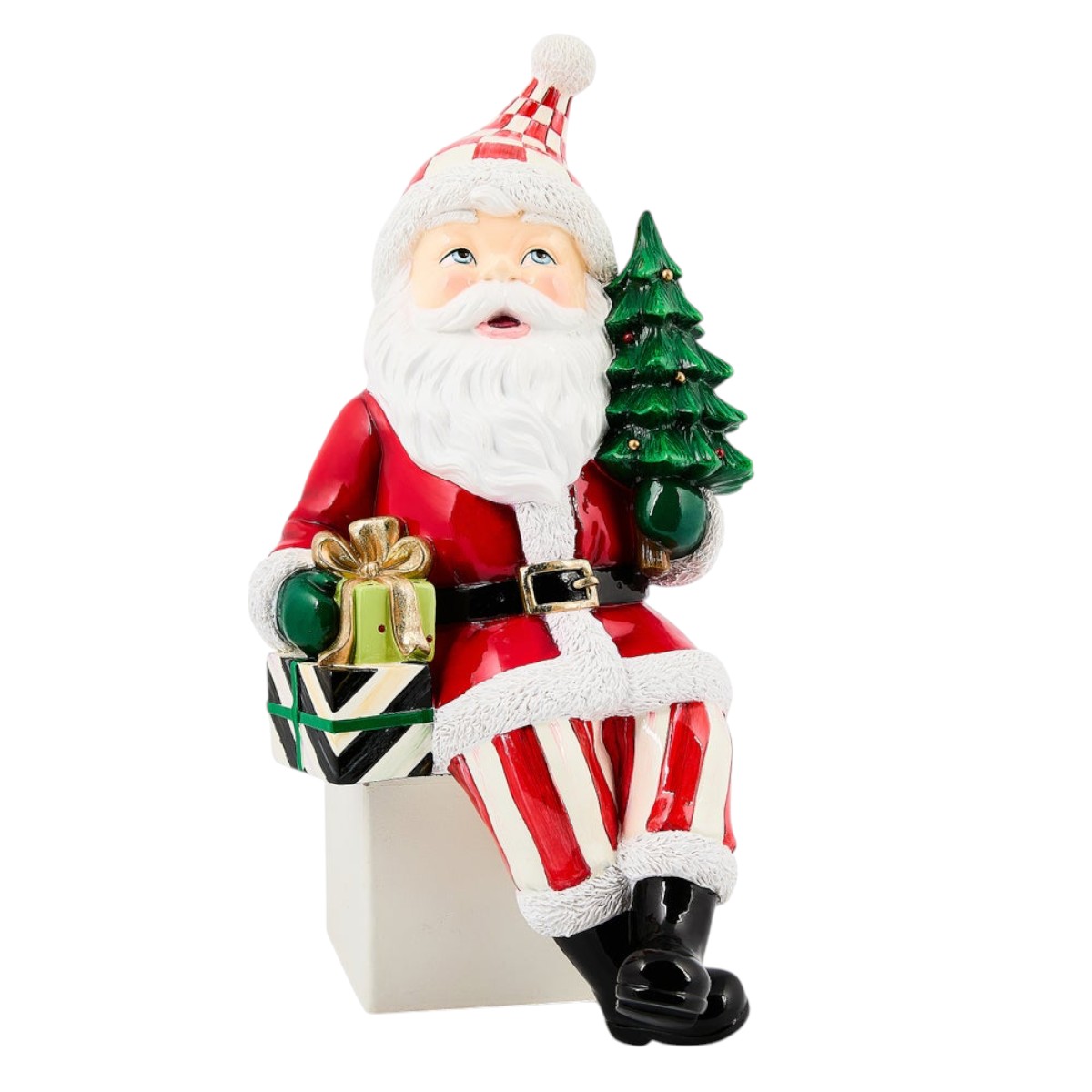 MacKenzie-Childs Check It Out Santa Ledge Sitter