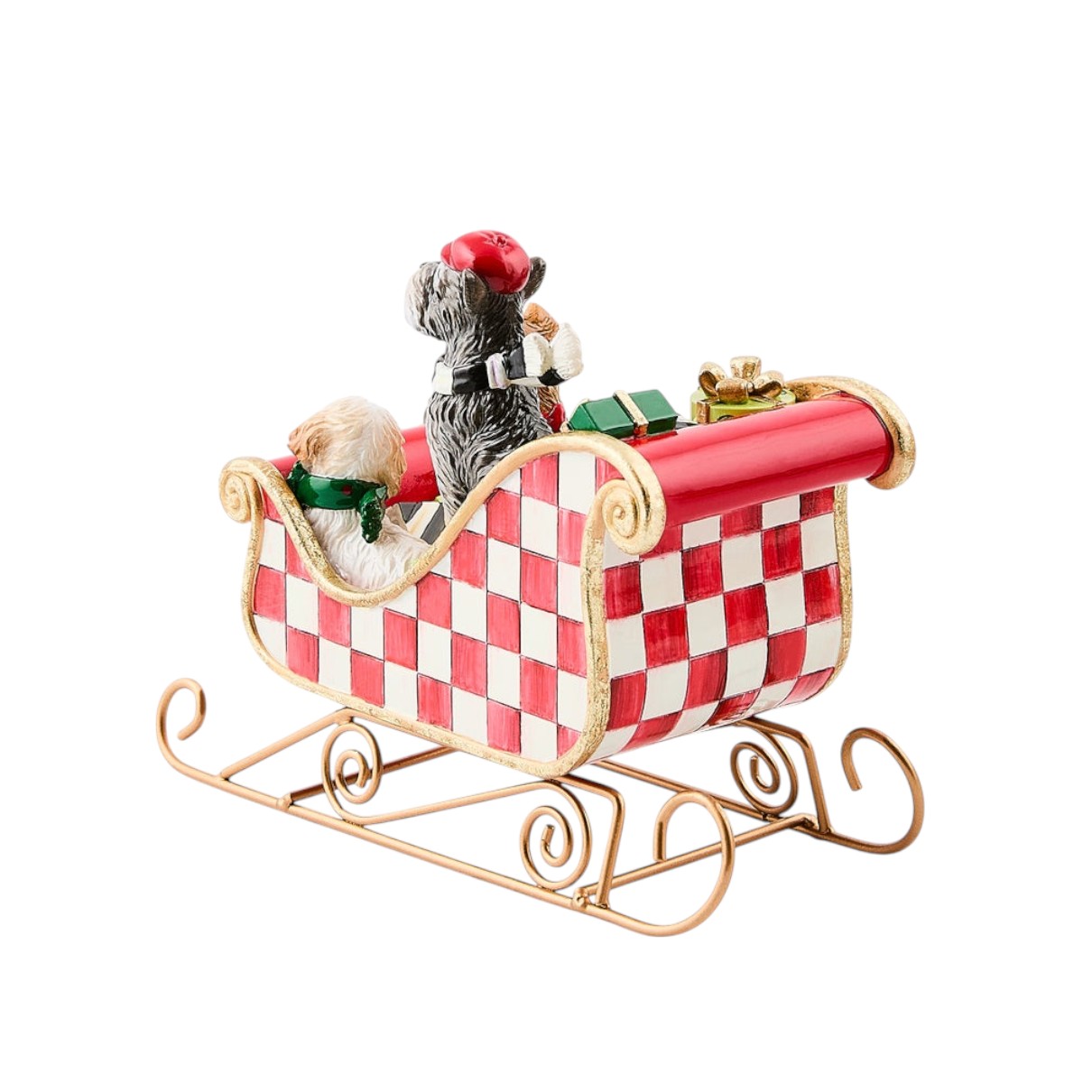 MacKenzie-Childs Check It Out Dog Sleigh Figurine