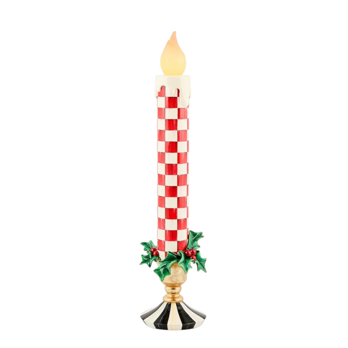 MacKenzie-Childs Check It Out Red Illuminated Retro Candle