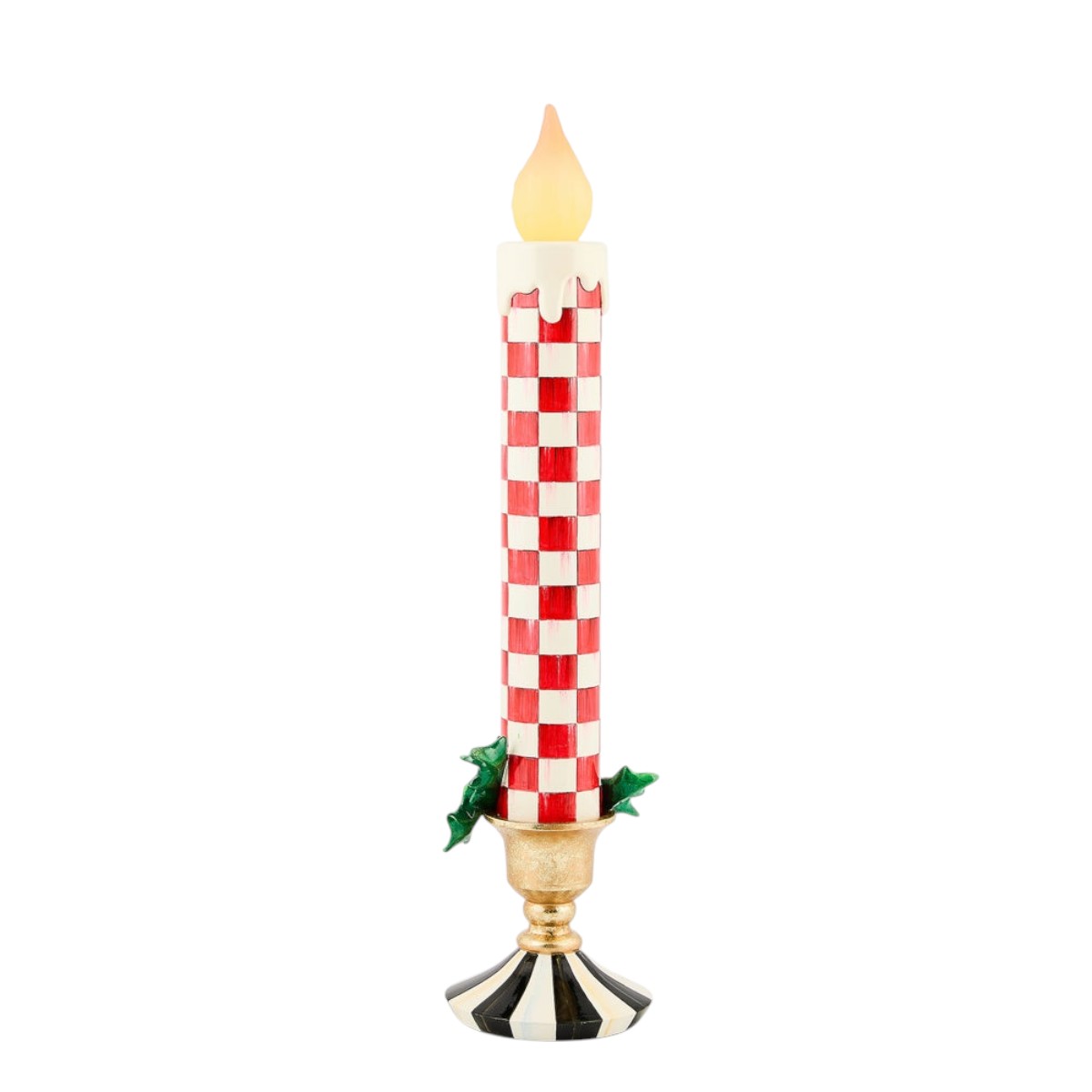 MacKenzie-Childs Check It Out Red Illuminated Retro Candle