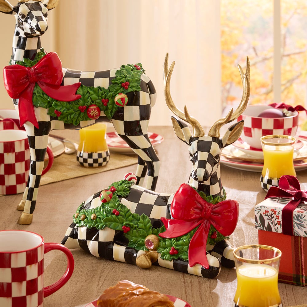 MacKenzie-Childs Holly Check Resting Deer
