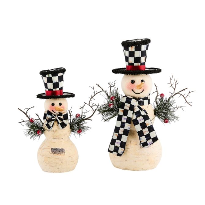MacKenzie-Childs Farmhouse Birch Small Snowmen, Set of 2