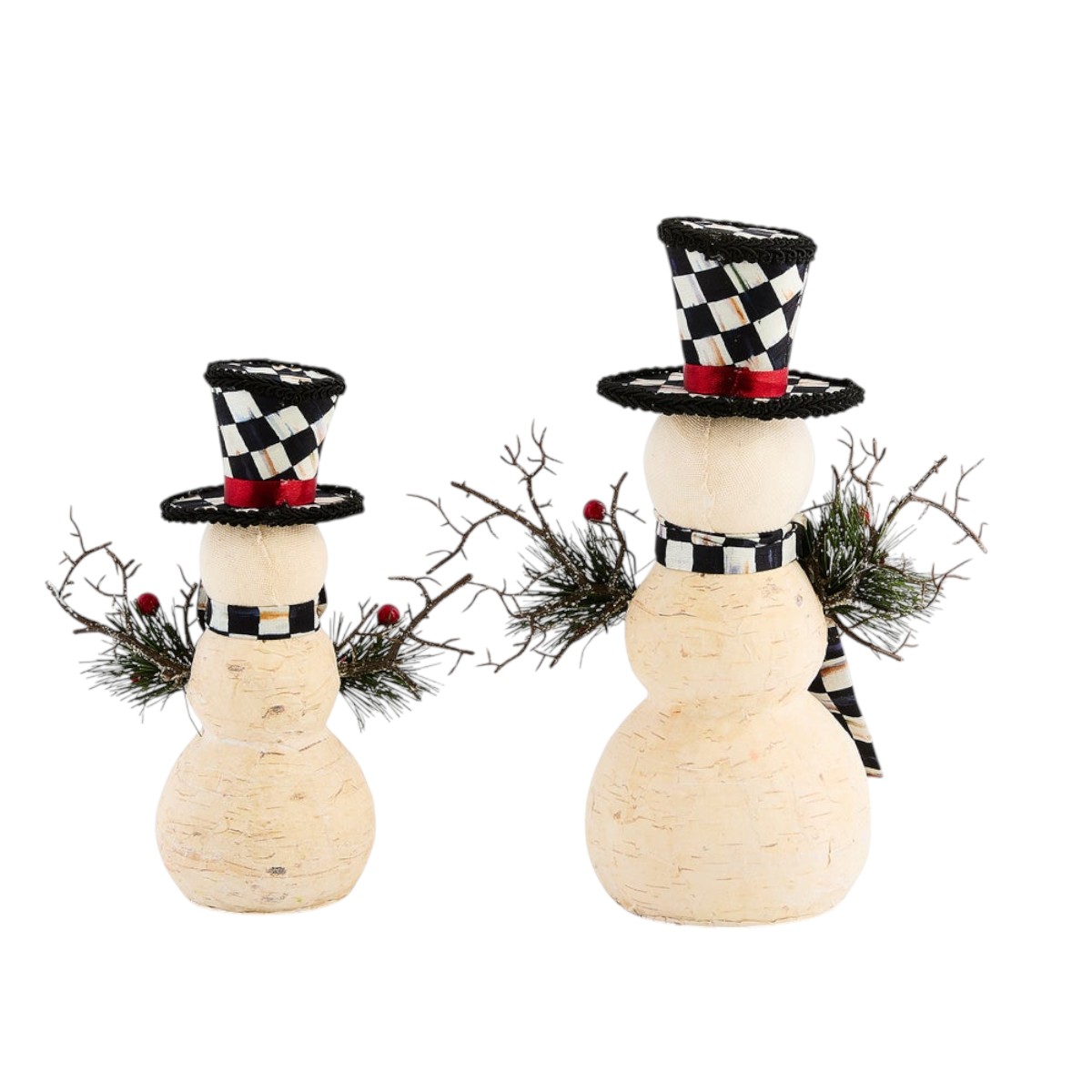 MacKenzie-Childs Farmhouse Birch Small Snowmen, Set of 2