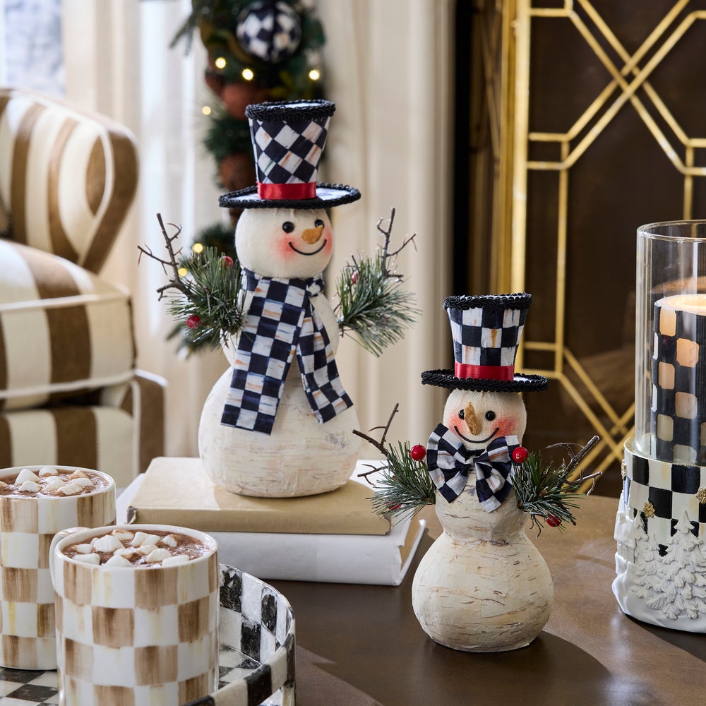 MacKenzie-Childs Farmhouse Birch Small Snowmen, Set of 2