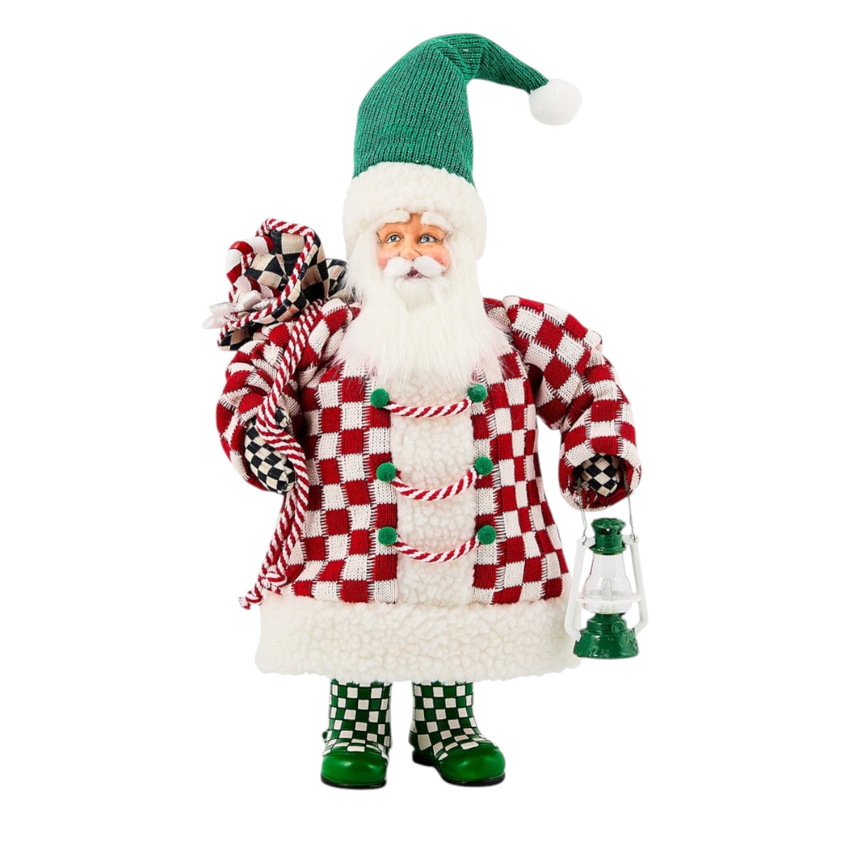 MacKenzie-Childs Check It Out Small Fabric Santa