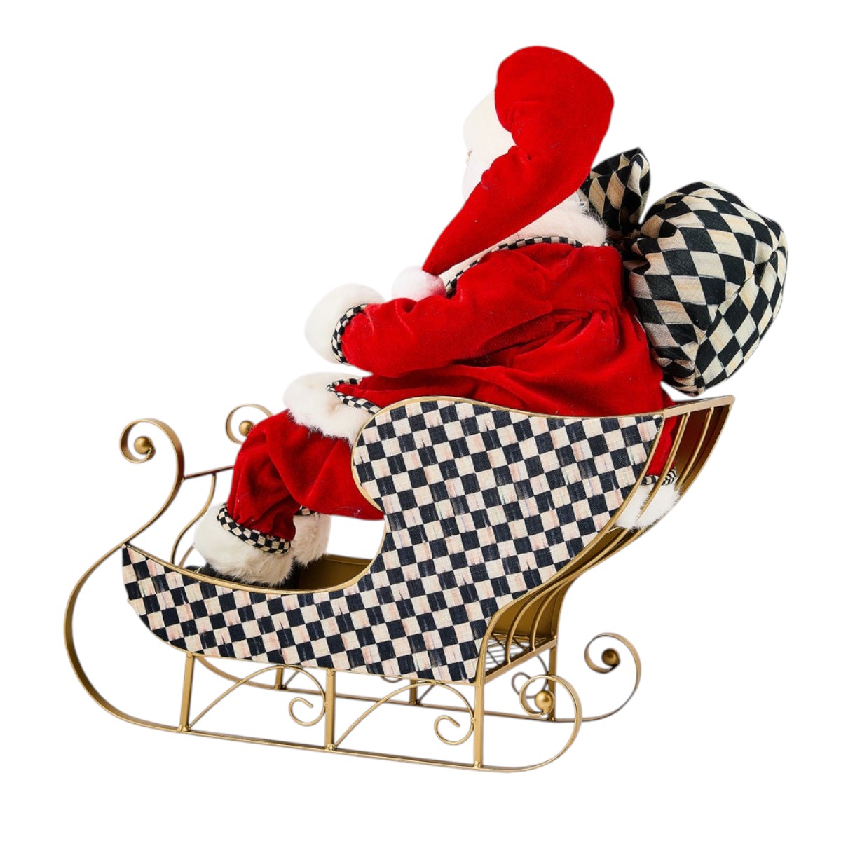 MacKenzie-Childs Classic Courtly Fabric Santa in Sleigh