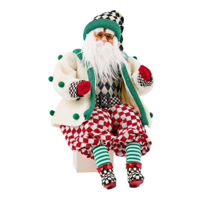 MacKenzie-Childs Check It Out Jovial Fabric Santa