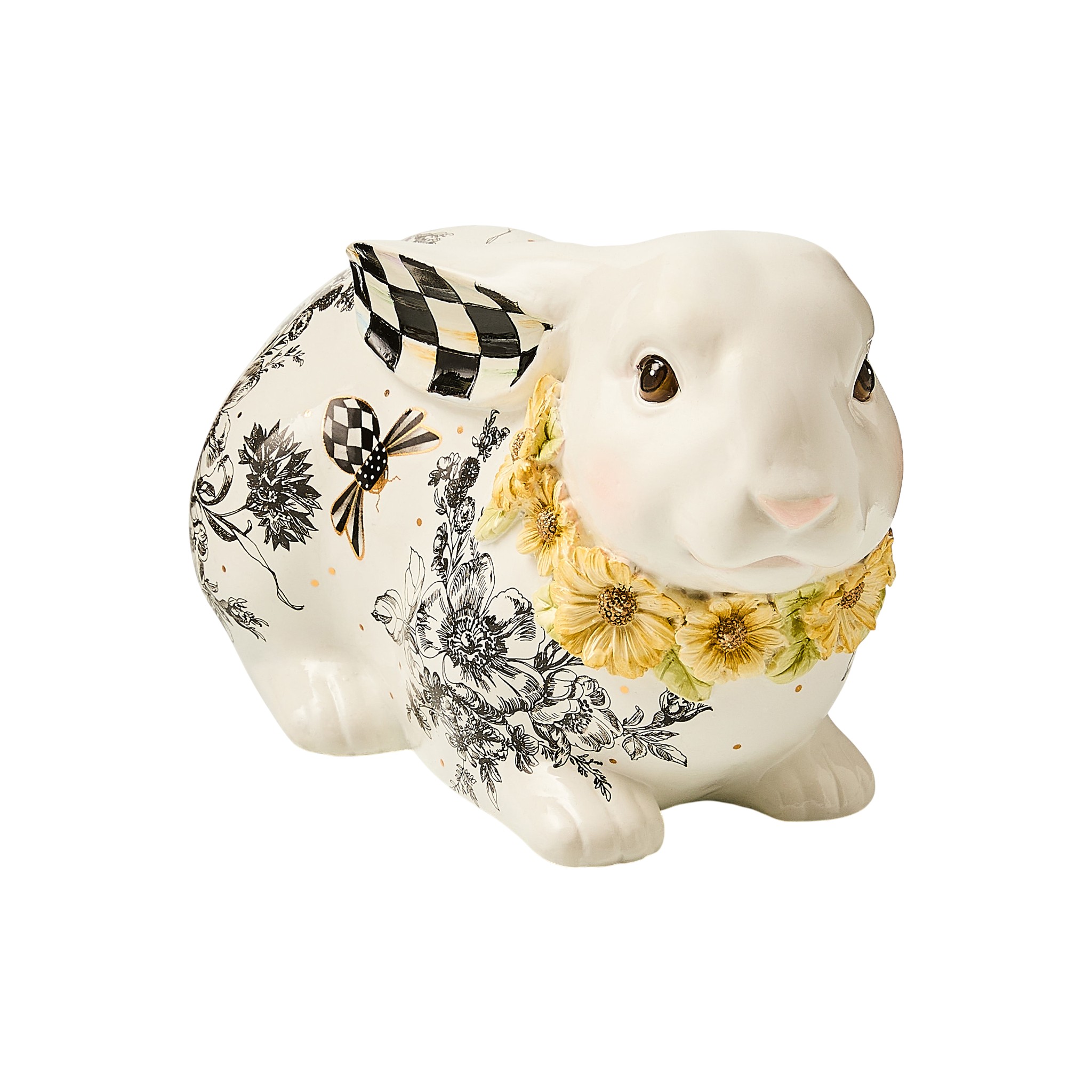 MacKenzie-Childs Bee Toile Rabbit Figurine, Short