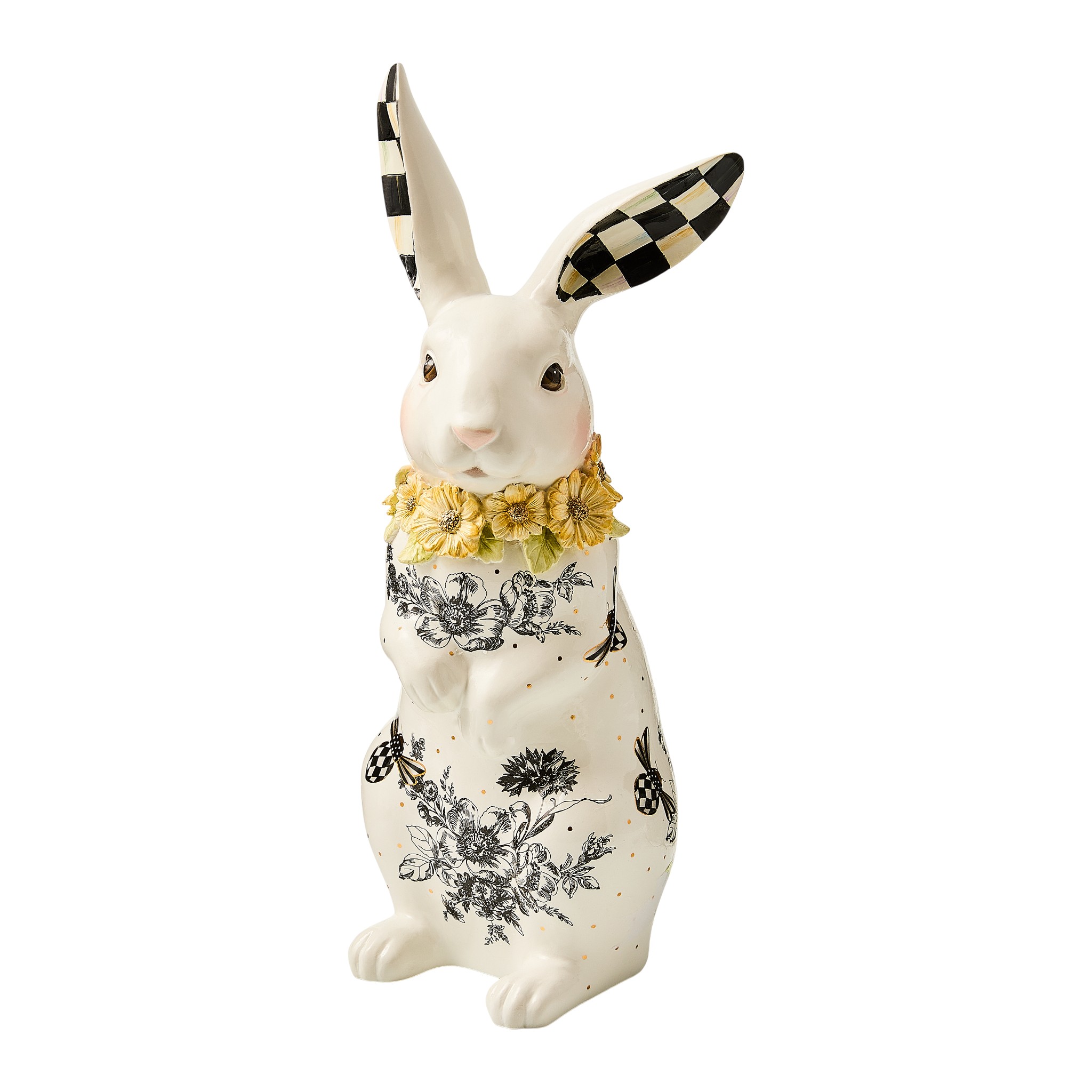 MacKenzie-Childs Bee Toile Rabbit Figurine, Tall