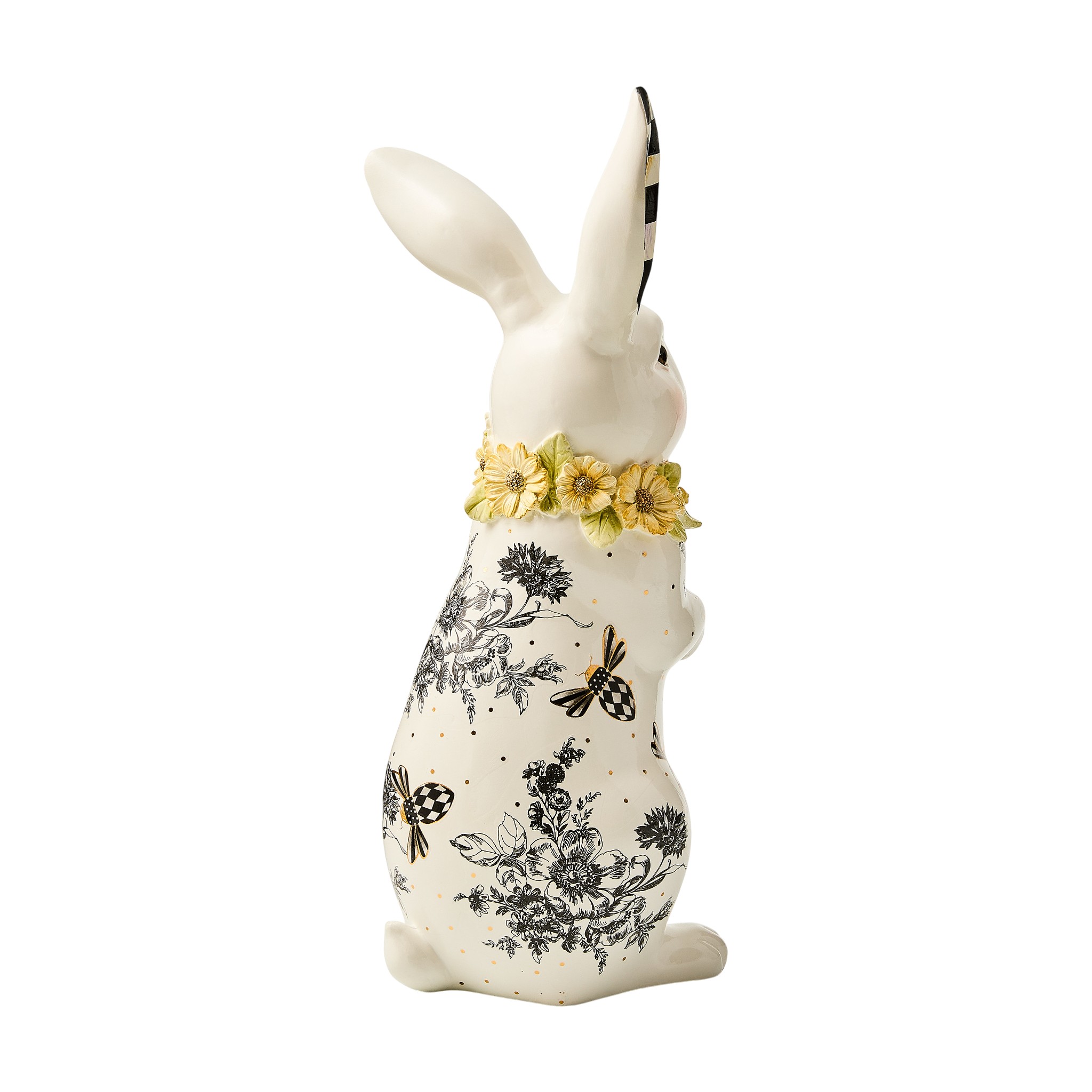 MacKenzie-Childs Bee Toile Rabbit Figurine, Tall