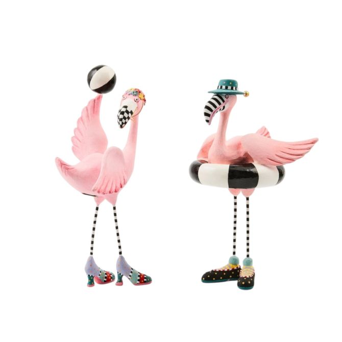 MacKenzie-Childs Patience Brewster Sheila and Sheldon Flamingo Figurines