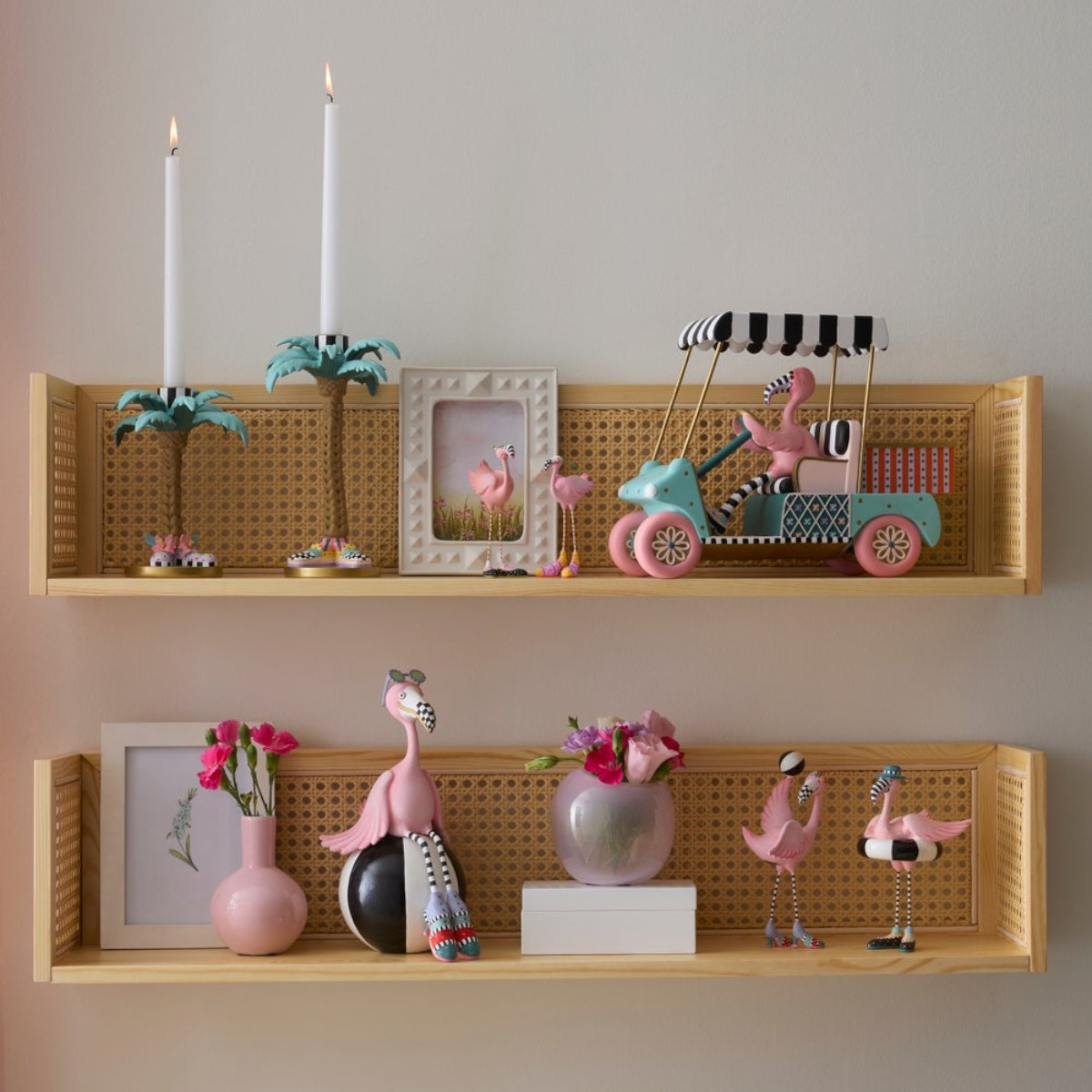 MacKenzie-Childs Patience Brewster Sheila and Sheldon Flamingo Figurines