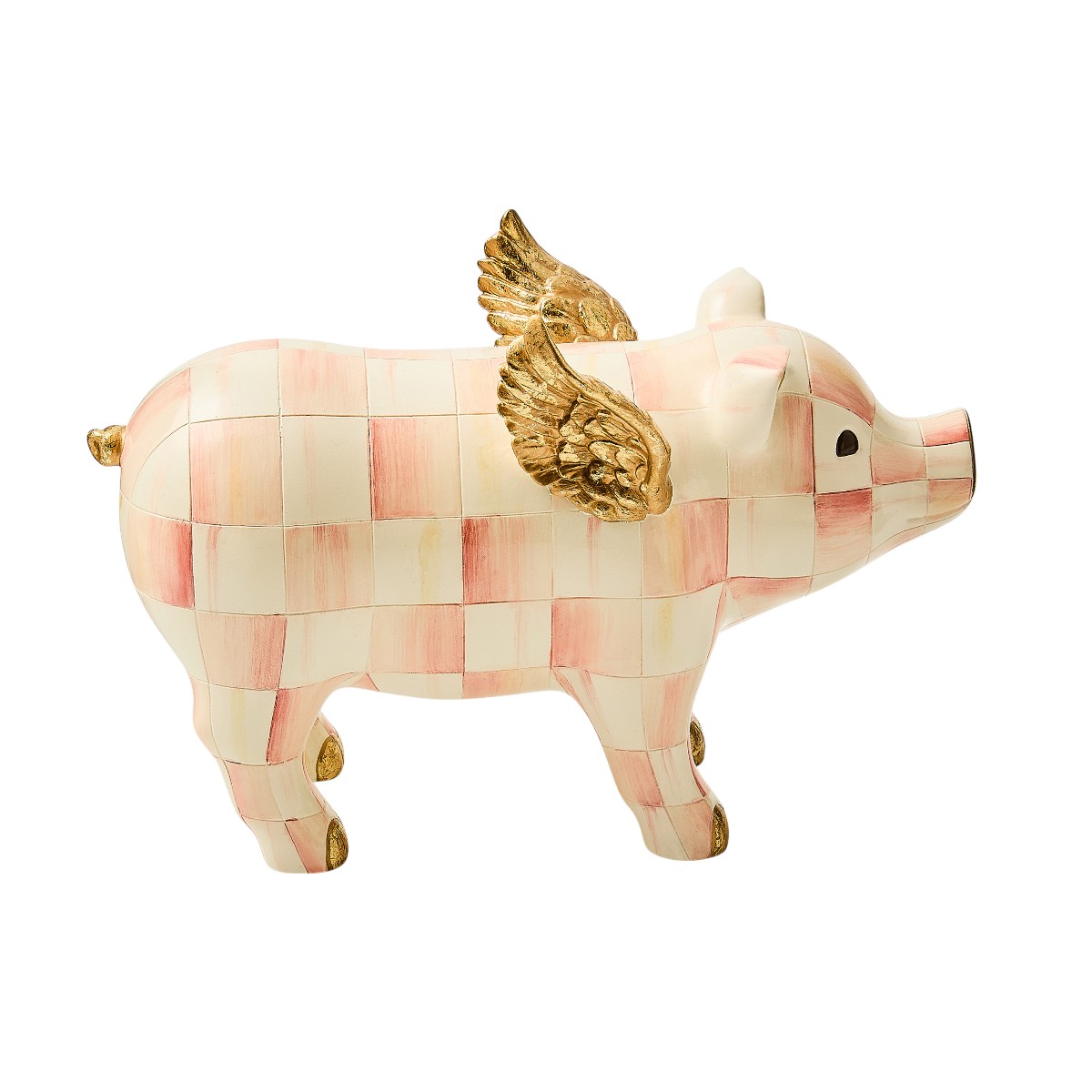 MacKenzie-Childs Flying Pig, Rose Check