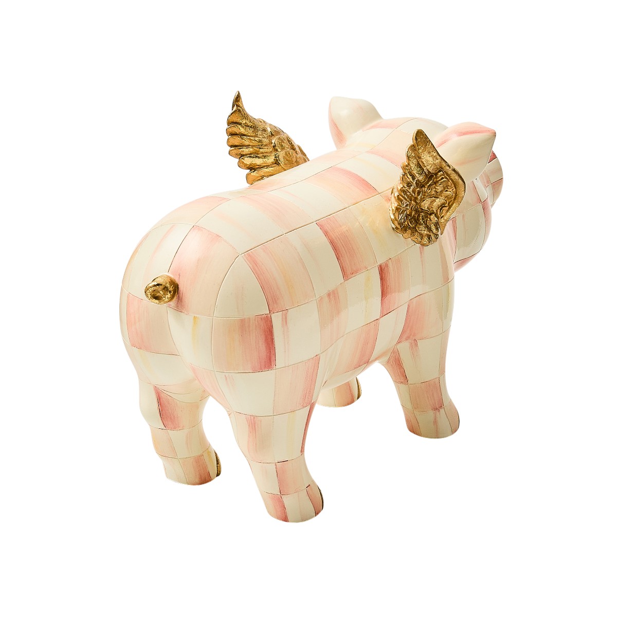 MacKenzie-Childs Flying Pig, Rose Check