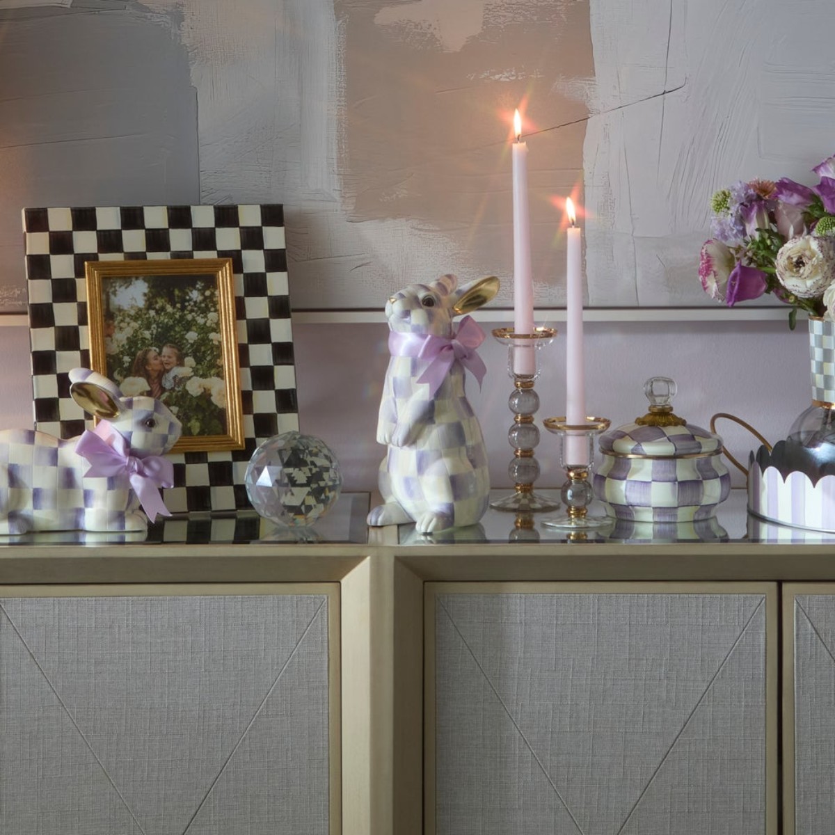 MacKenzie-Childs Standing Bunny, Violet Check