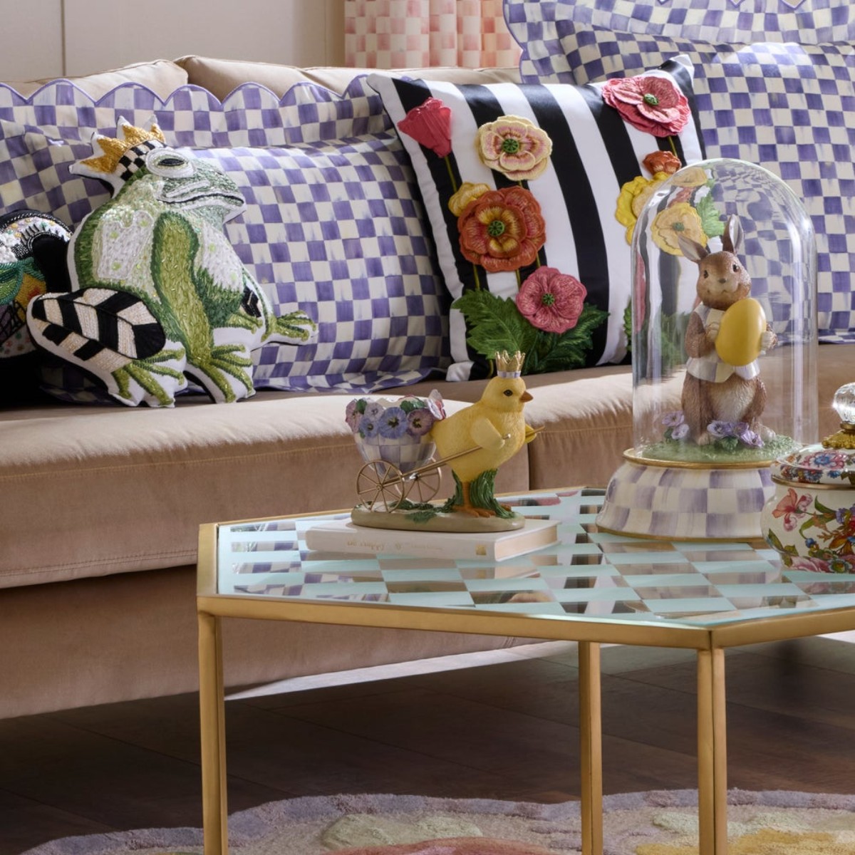 MacKenzie-Childs Pansy Party Chick With Cart