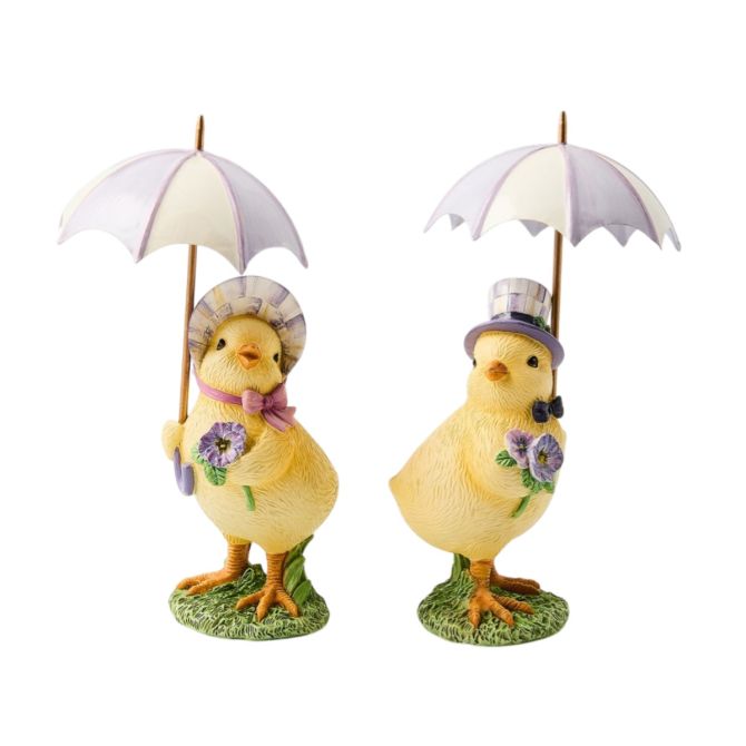 MacKenzie-Childs Pansy Party Umbrella Chicks, Set of 2