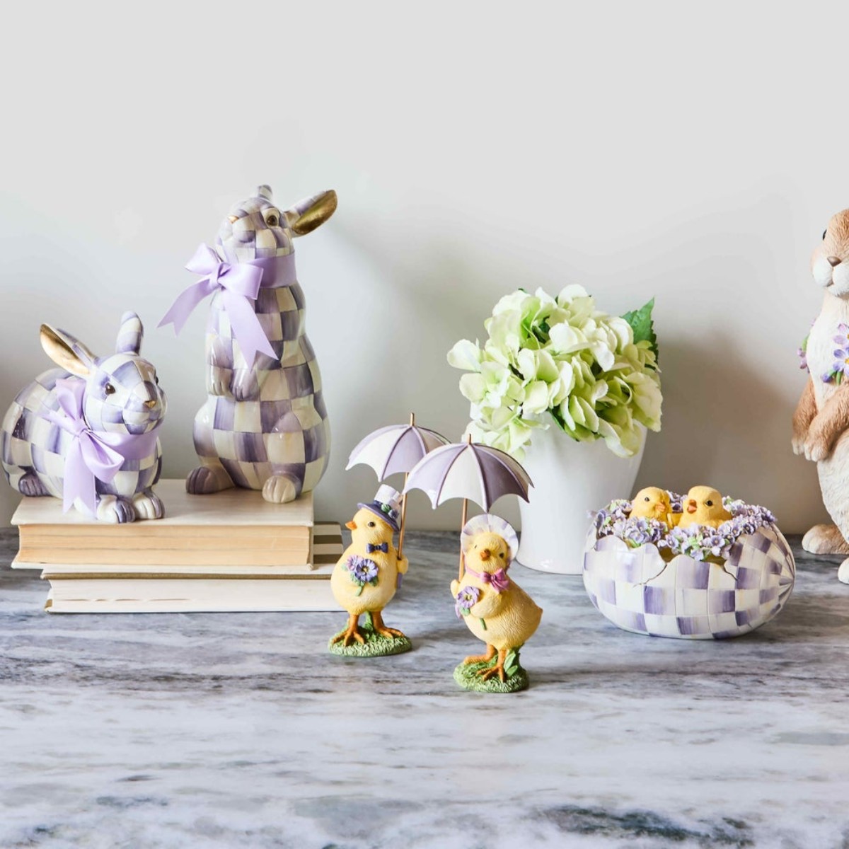 MacKenzie-Childs Pansy Party Umbrella Chicks, Set of 2