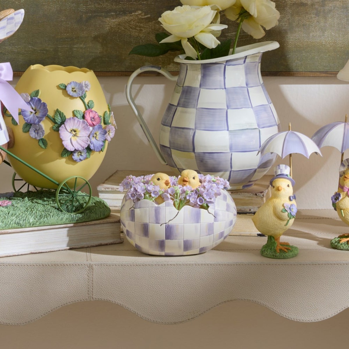 MacKenzie-Childs Peekaboo Egg Figurine, Violet Check