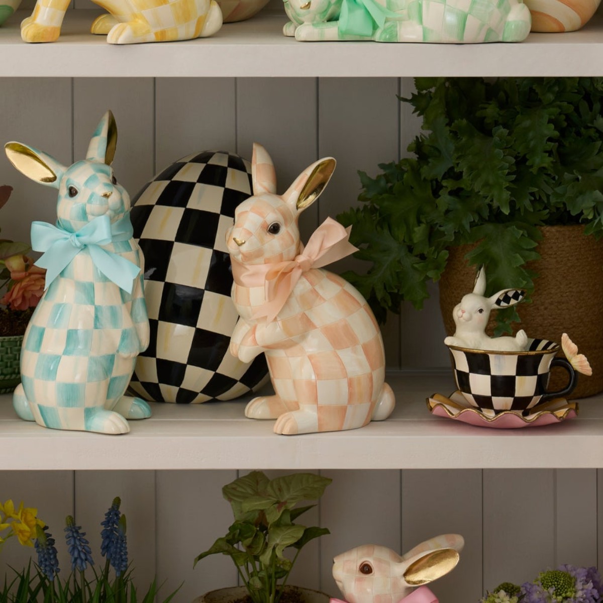 MacKenzie-Childs Dutchess Bunny Figurine, Coral Check