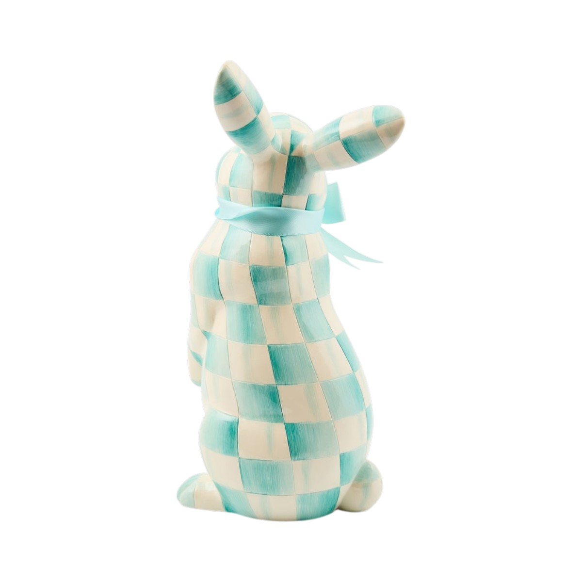 MacKenzie-Childs Peter Bunny Figurine, Aqua Check