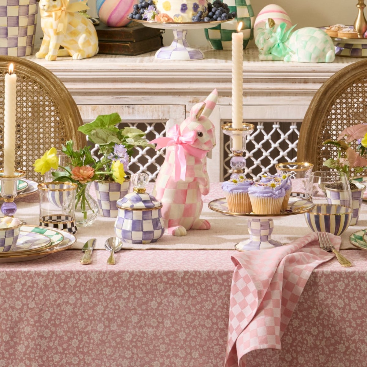 MacKenzie-Childs Hops Bunny Figurine, Bubblegum