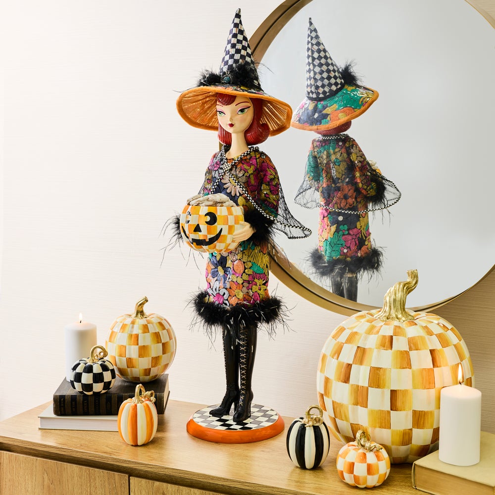 MacKenzie-Childs Glamoura Fabric Witch with Pumpkin