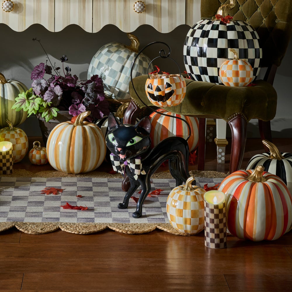 MacKenzie-Childs Courtly Cat with Pumpkin Bucket