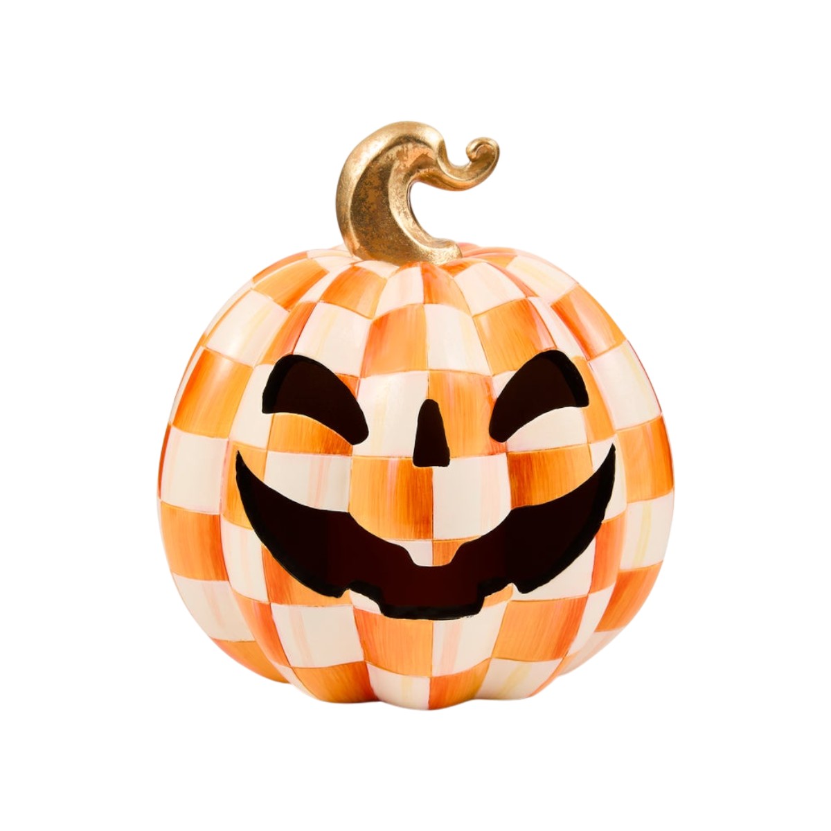MacKenzie-Childs Orange Check Illuminated Jack O'Lantern, Small