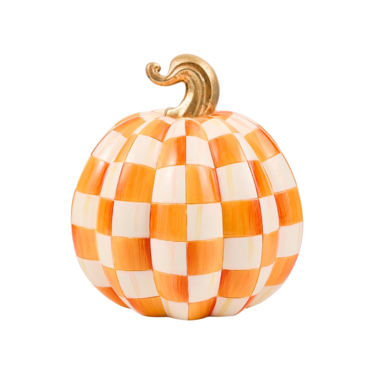 MacKenzie-Childs Orange Check Illuminated Jack O'Lantern, Small