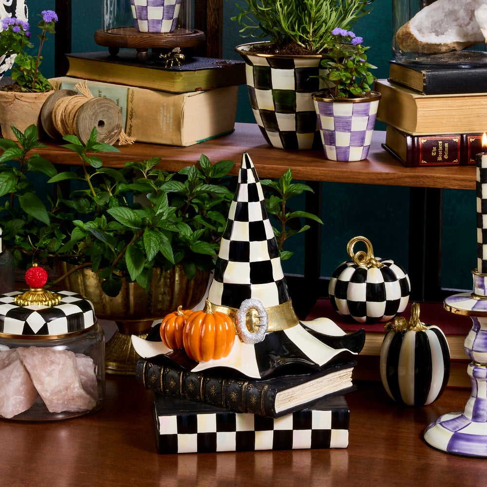 MacKenzie-Childs Courtly Check Witch Hat On Books