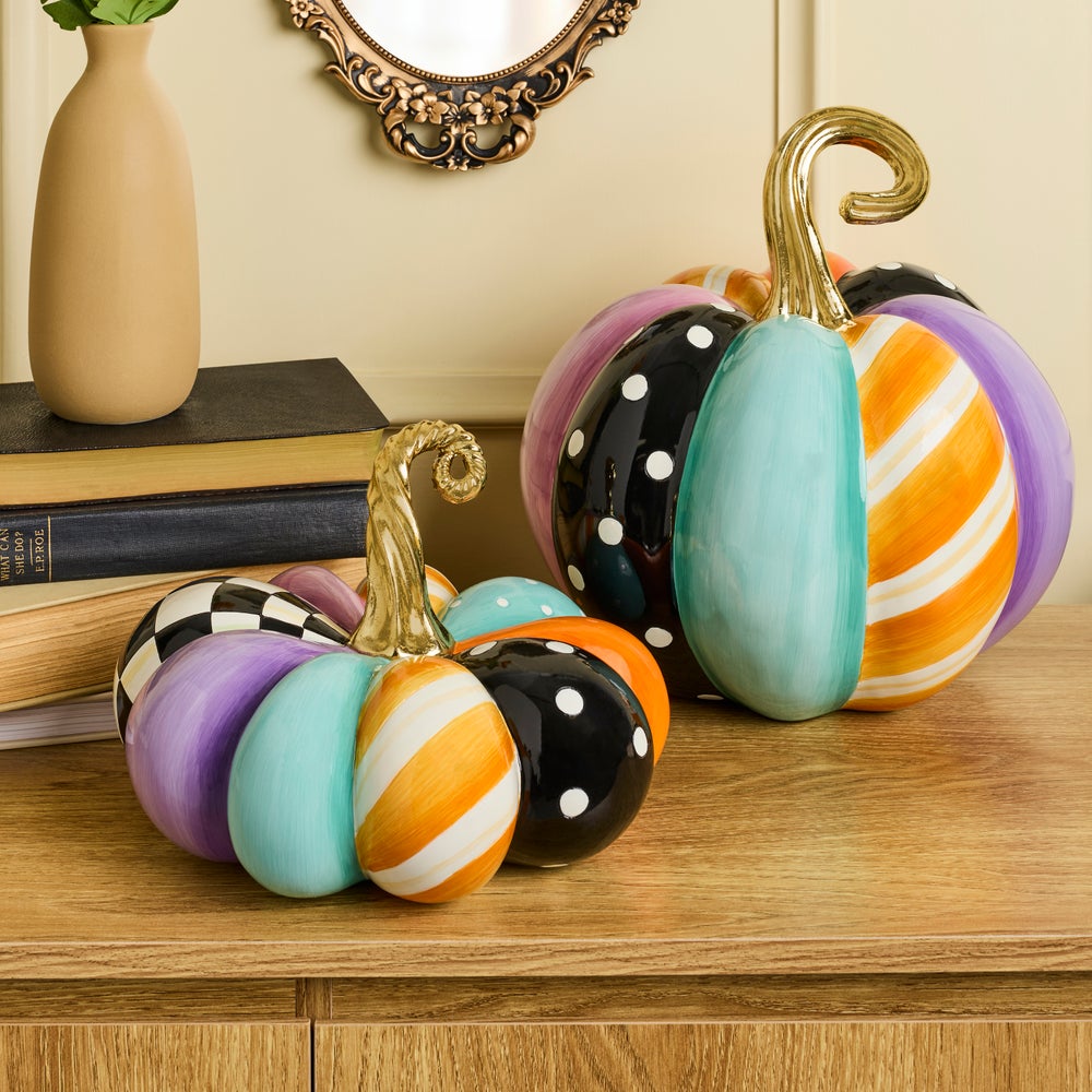 MacKenzie-Childs Whimsy Patchwork Squashed Pumpkin, Small
