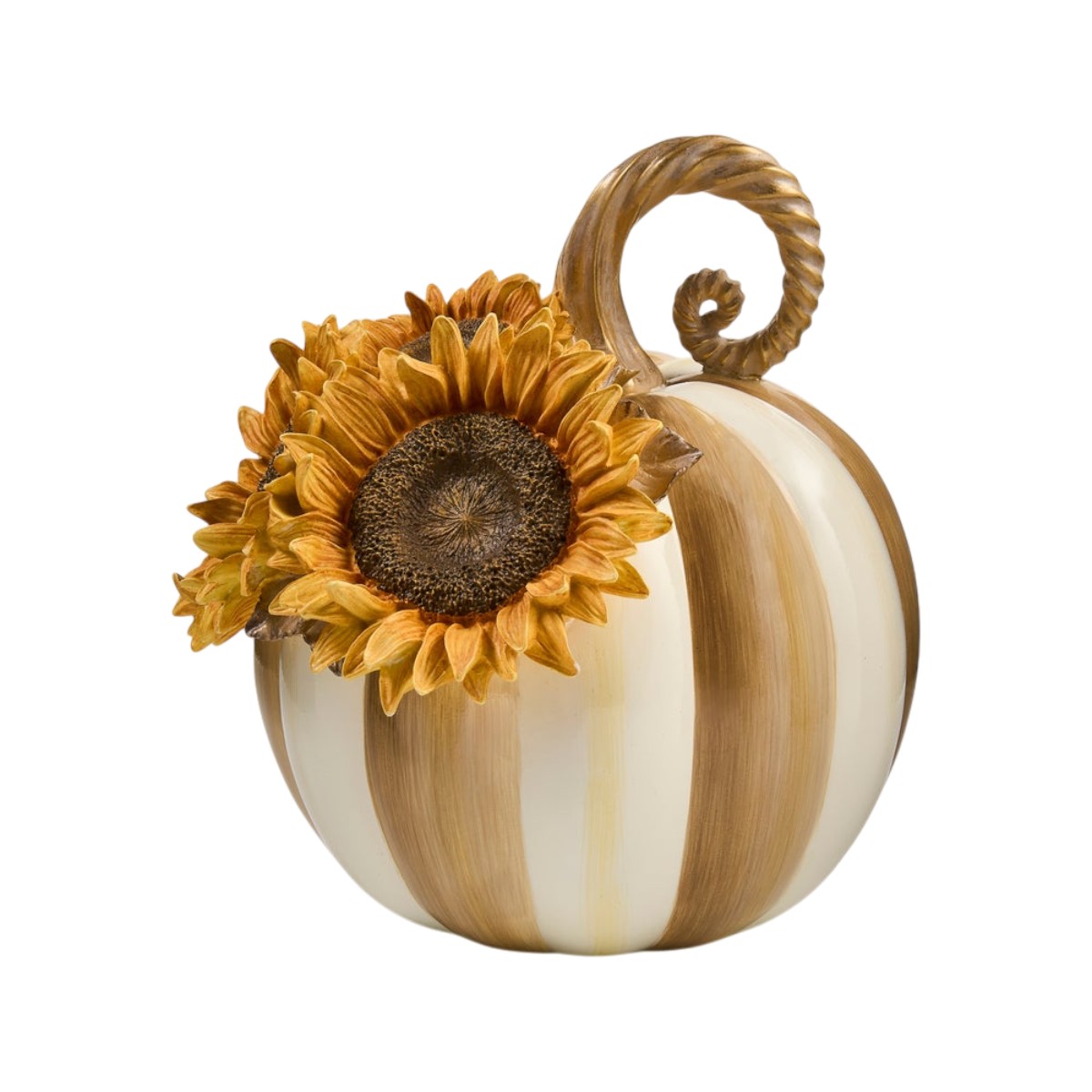 MacKenzie-Childs Mocha Stripe Sunflower Pumpkin