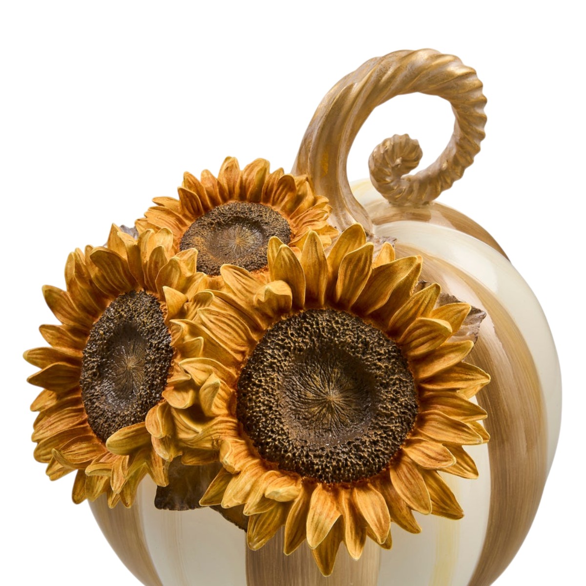 MacKenzie-Childs Mocha Stripe Sunflower Pumpkin