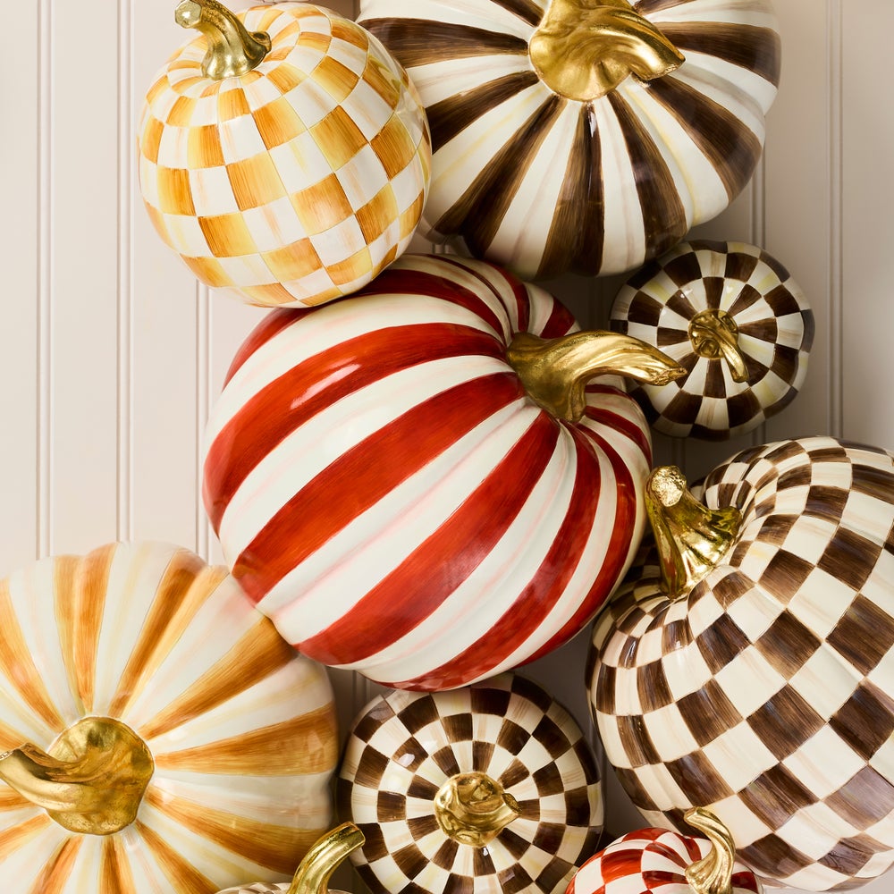 MacKenzie-Childs Paprika Stripe Pumpkin, Medium