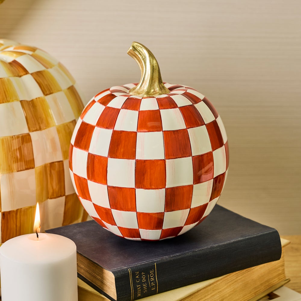 MacKenzie-Childs Paprika Check Pumpkin, Small