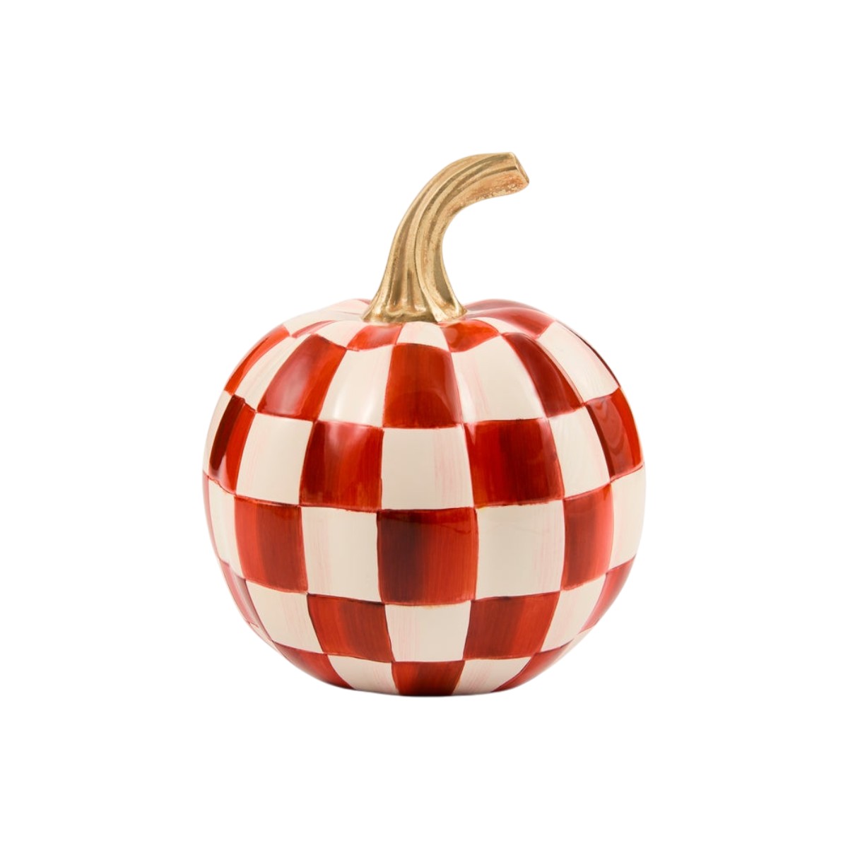MacKenzie-Childs Paprika Check Pumpkin, Mini