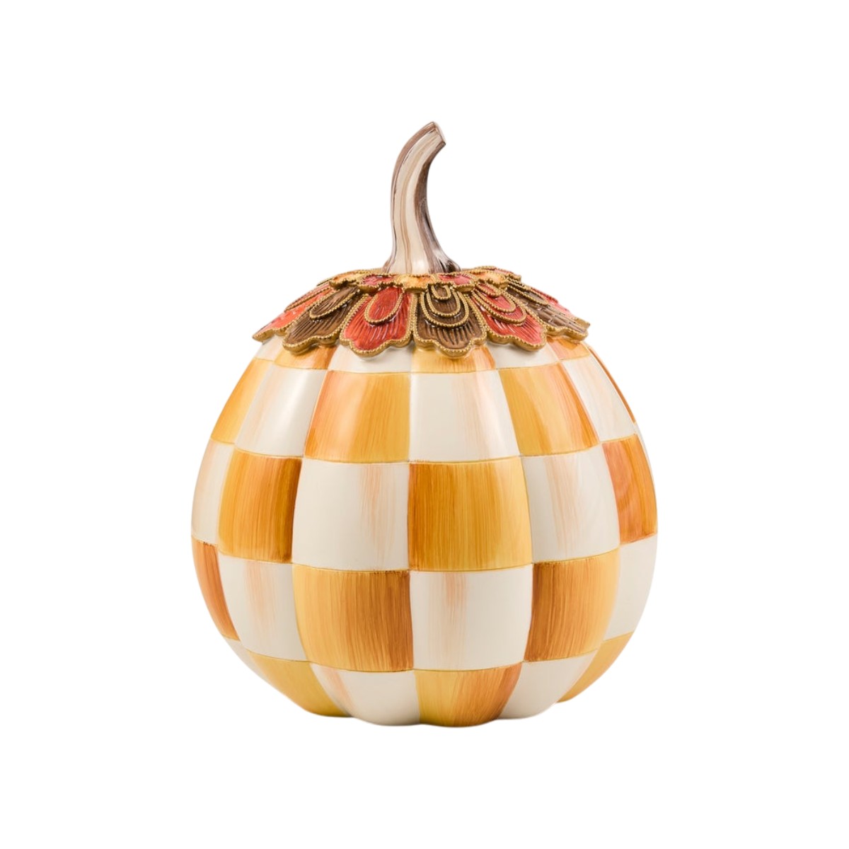 MacKenzie-Childs Harvest Glow Pumpkin, Amber Check