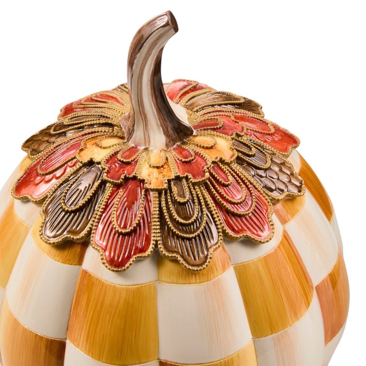 MacKenzie-Childs Harvest Glow Pumpkin, Amber Check