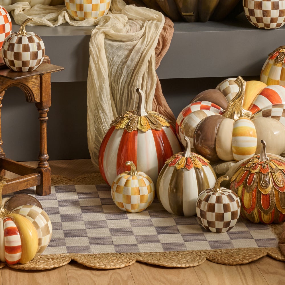 MacKenzie-Childs Harvest Glow Pumpkin, Paprika Stripe