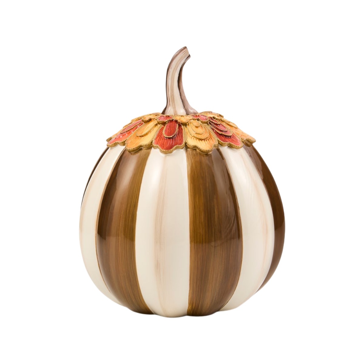 MacKenzie-Childs Harvest Glow Pumpkin, Chocolate Stripe