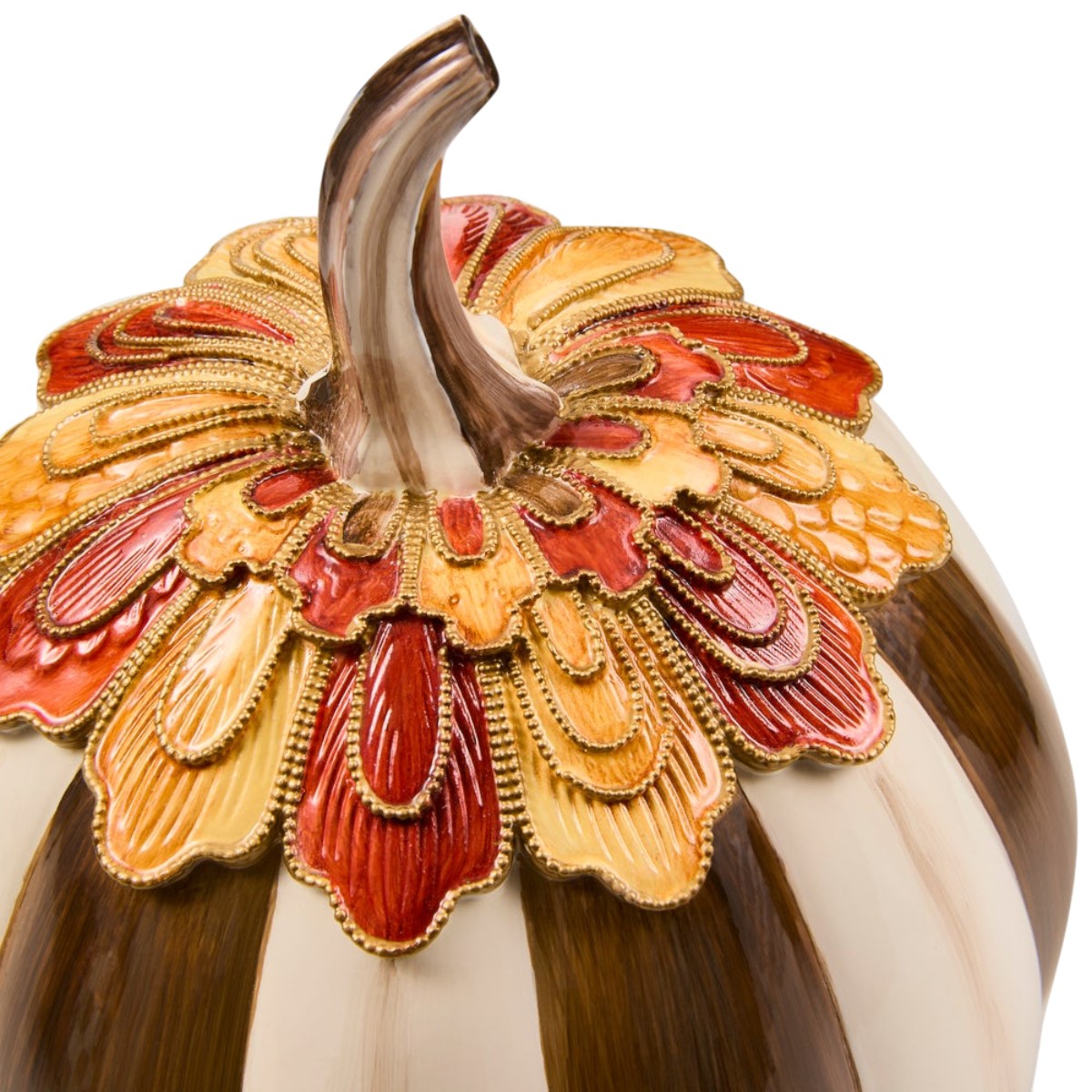 MacKenzie-Childs Harvest Glow Pumpkin, Chocolate Stripe