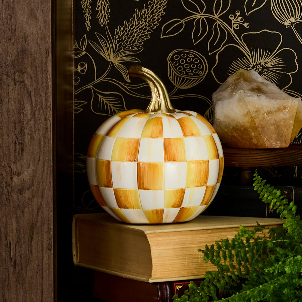 MacKenzie-Childs Amber Check Pumpkin, Mini