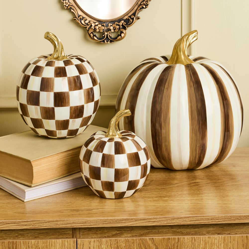 MacKenzie-Childs Chocolate Stripe Pumpkin, Medium