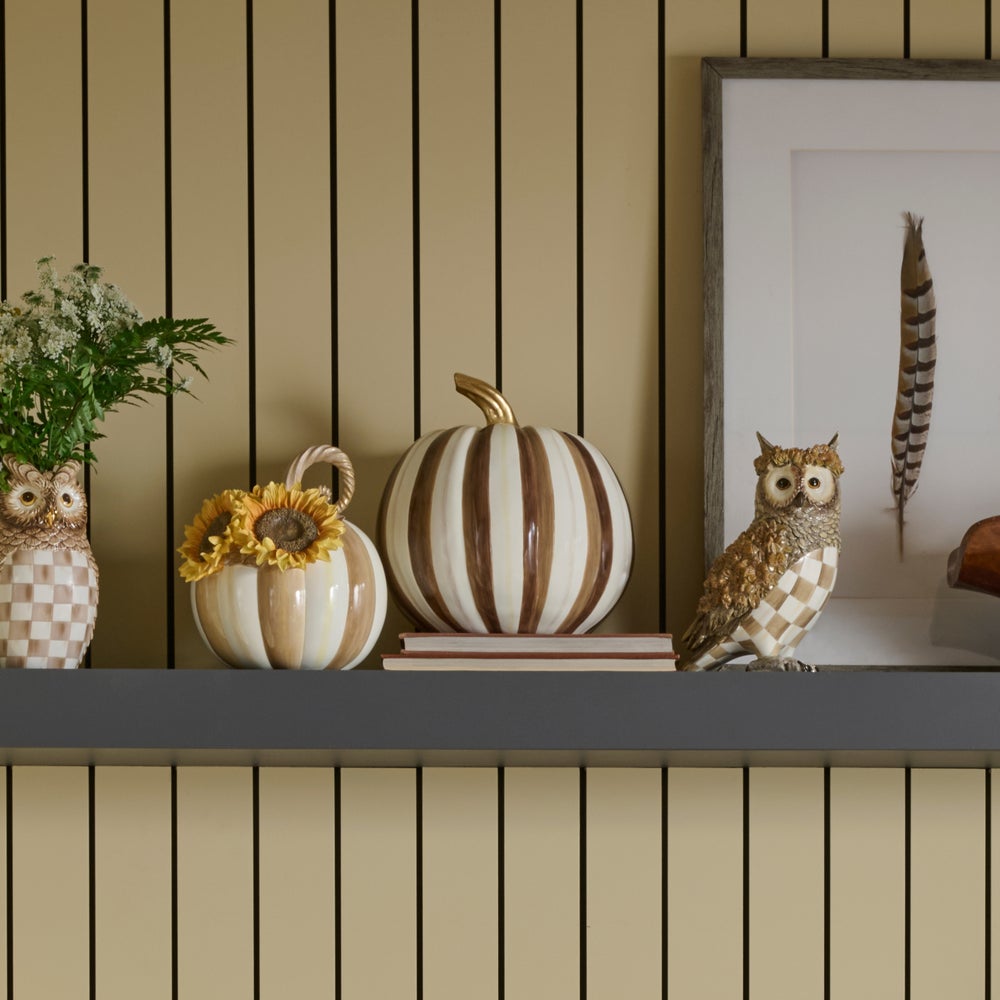 MacKenzie-Childs Chocolate Stripe Pumpkin, Medium