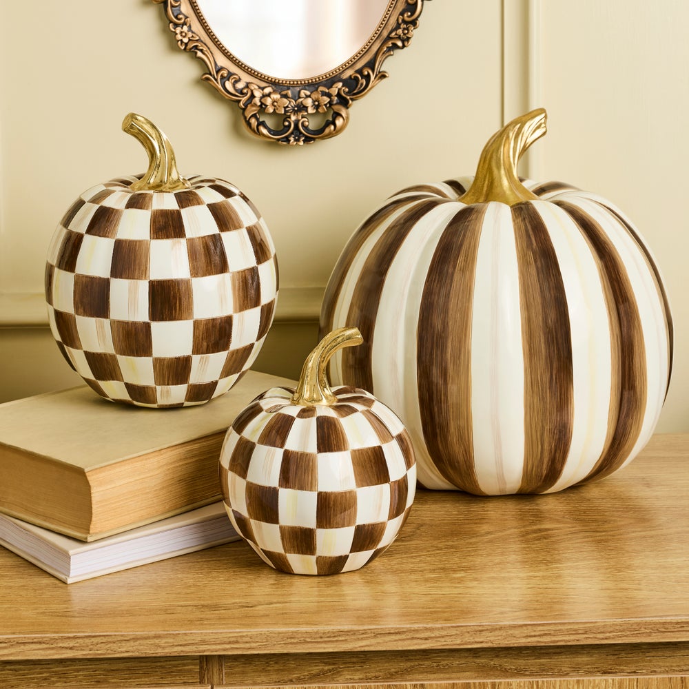 MacKenzie-Childs Chocolate Check Pumpkin, Small