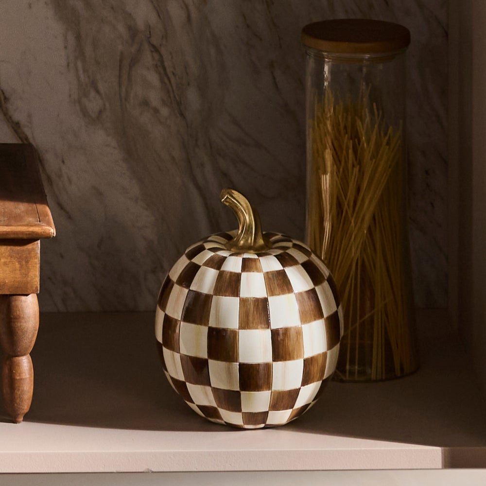 MacKenzie-Childs Chocolate Check Pumpkin, Small