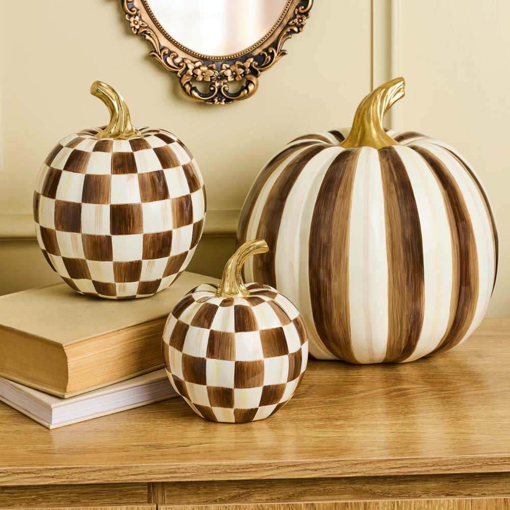 MacKenzie-Childs Chocolate Check Pumpkin, Mini
