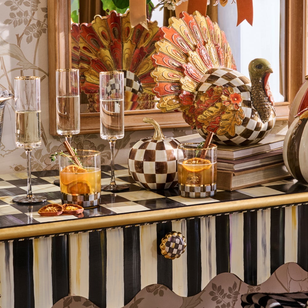 MacKenzie-Childs Chocolate Check Pumpkin, Mini