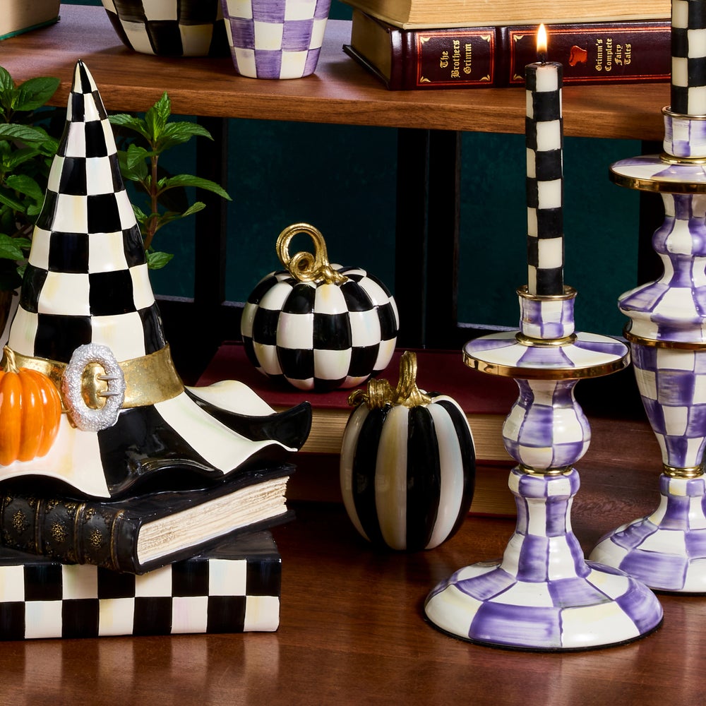 MacKenzie-Childs Courtly Check and Stripe Petite Pumpkins, Set of 2